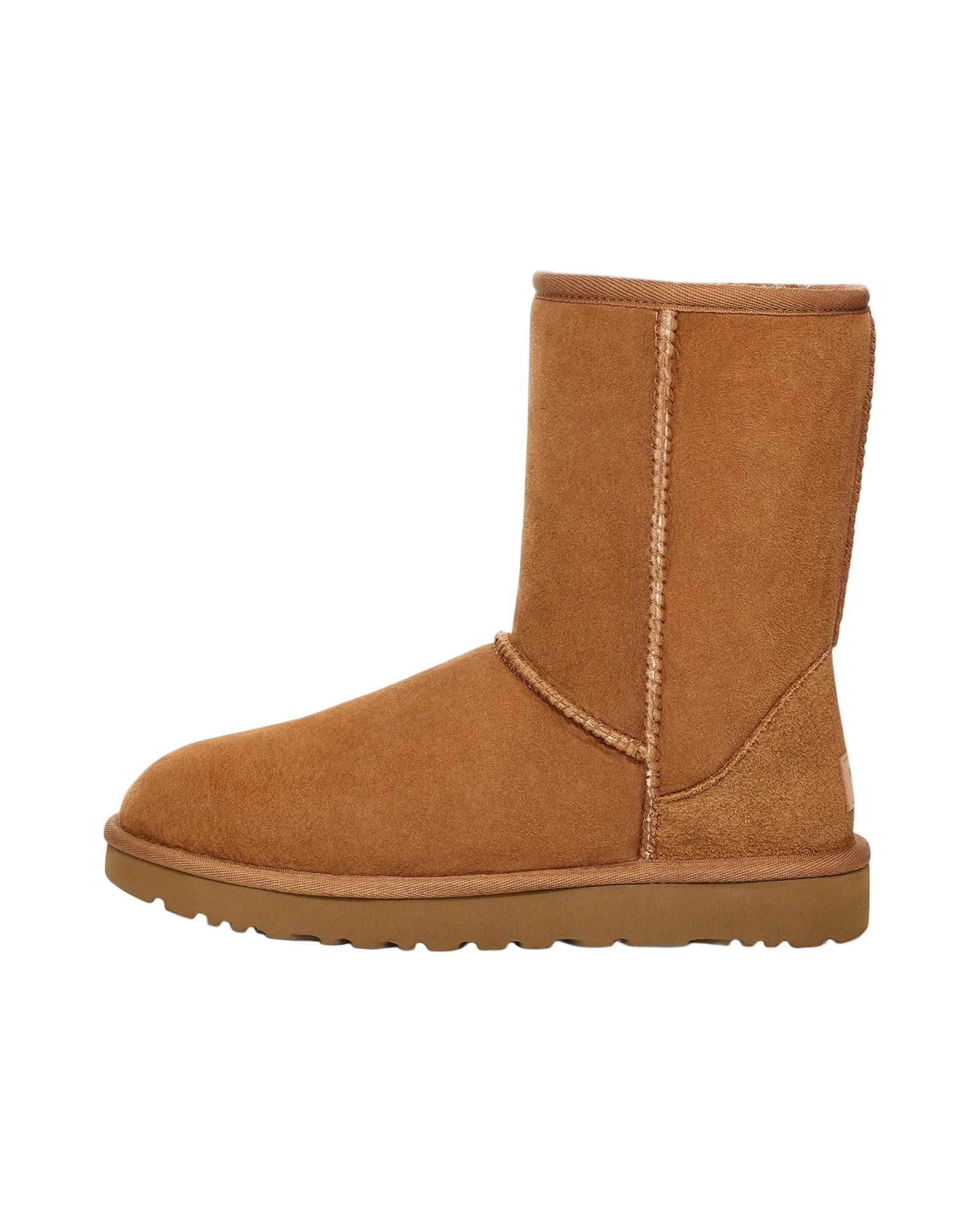 Brown suede boot on a white background