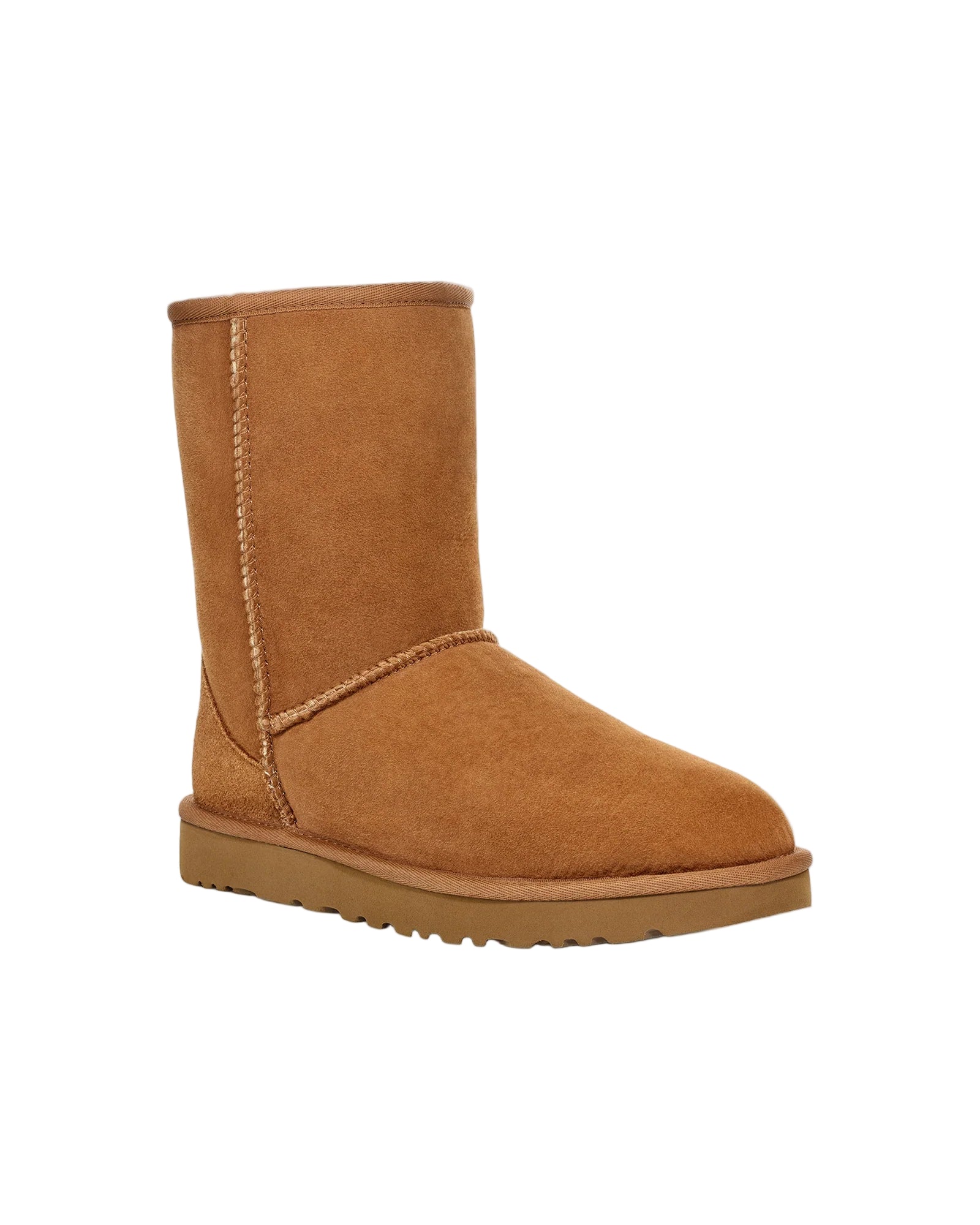 Brown suede boot on a white background