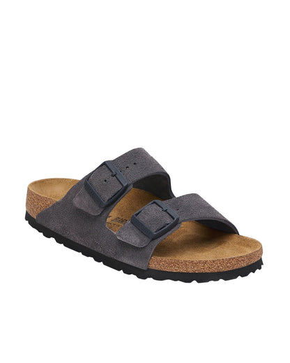 Gray sandal with cork sole on a white background
