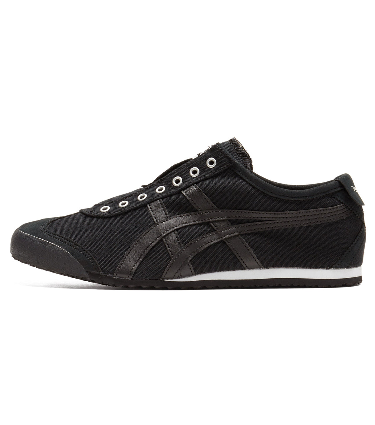 Black patent leather dress shoe on a white background