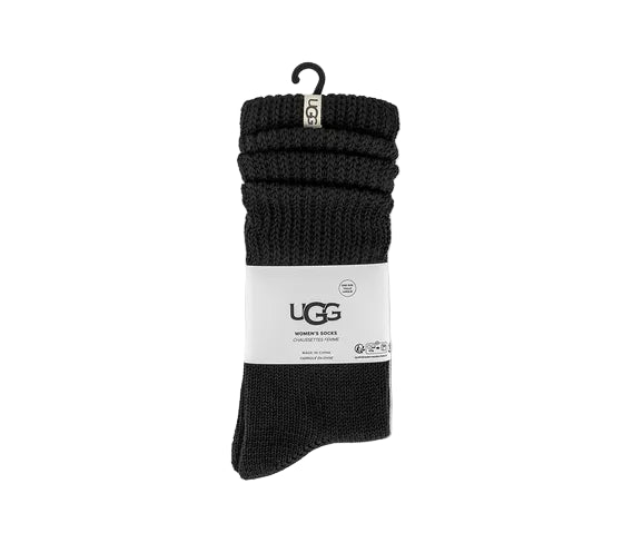 Pack of black UGG socks on a light gray background