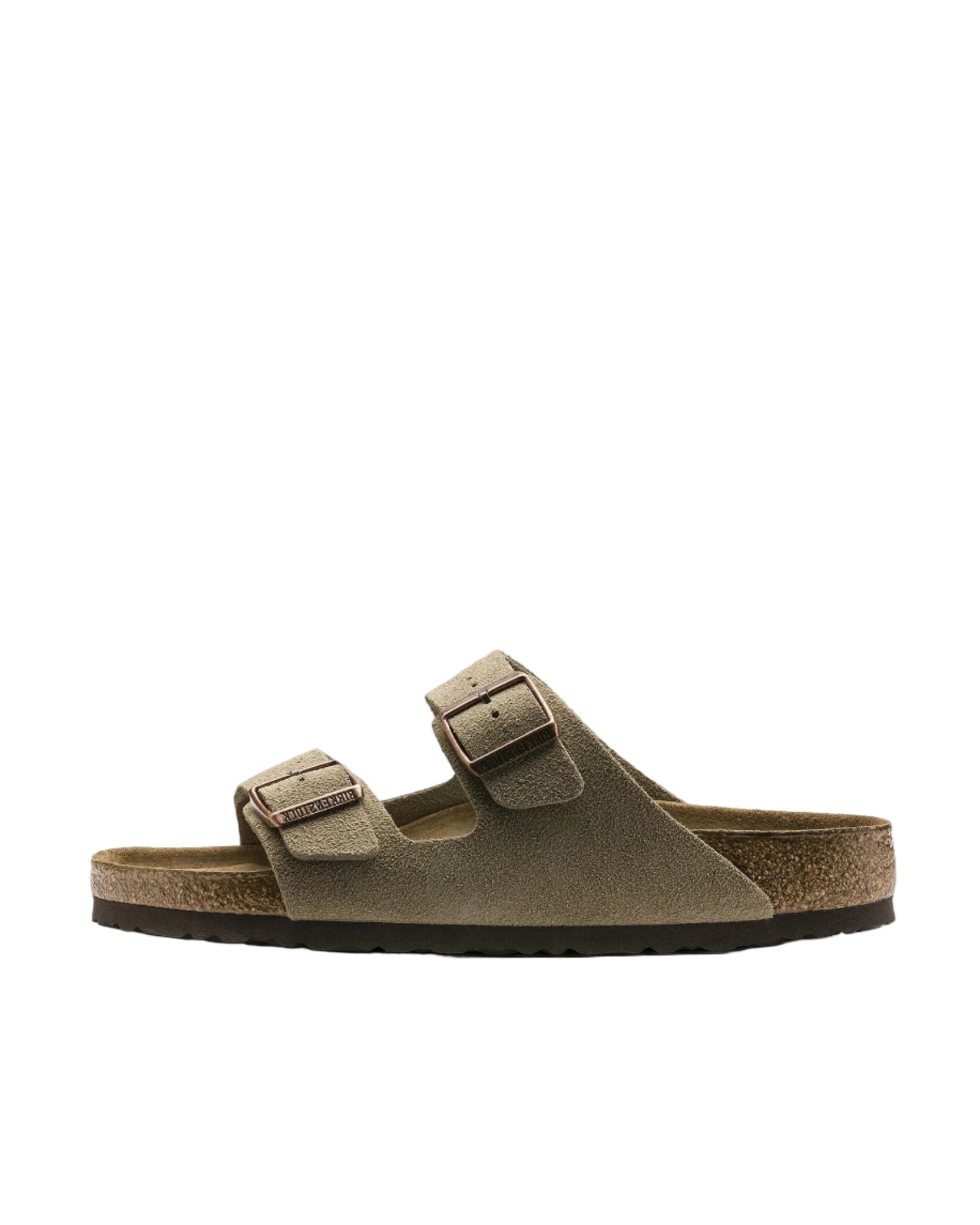 Brown sandal with a strap on a white background